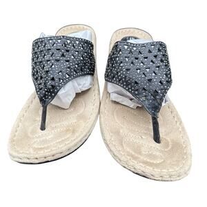 Cliffs by White Mountain Cienna Wedge Thong Sandal Rhinestone Size 9M